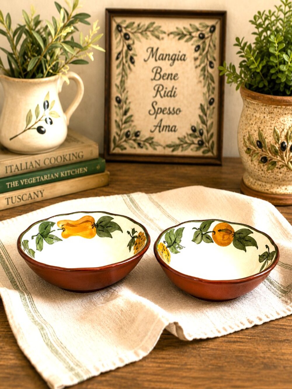 Vintage Stangl Pottery Sculptured Fruit Dessert Bowls Set of 2 Hand Painted